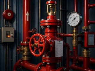 消防安檢工程網站設計，消防管線、壓力錶與檢查標籤